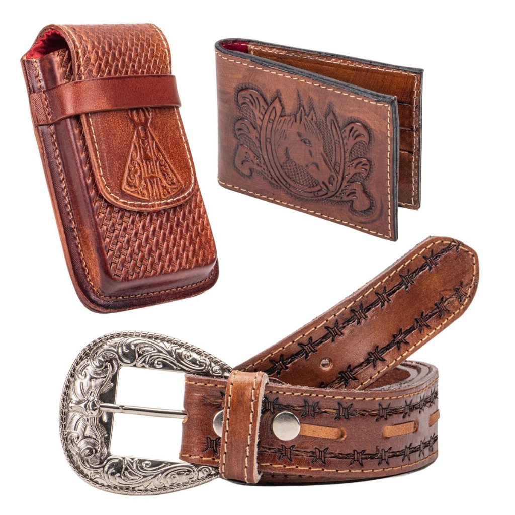 Kit Cowboy Country Cinto + Carteira + Capa Bainha De Celular em Oferta na Shopee