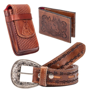 Kit Cowboy Country Cinto + Carteira + Capa Bainha De Celular em Oferta na Shopee