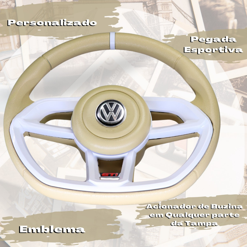 Volante Gti Branco Vw Fusca 1977 78 79 80 Em Diante Brasília Kombi Variant saveiro santana parati