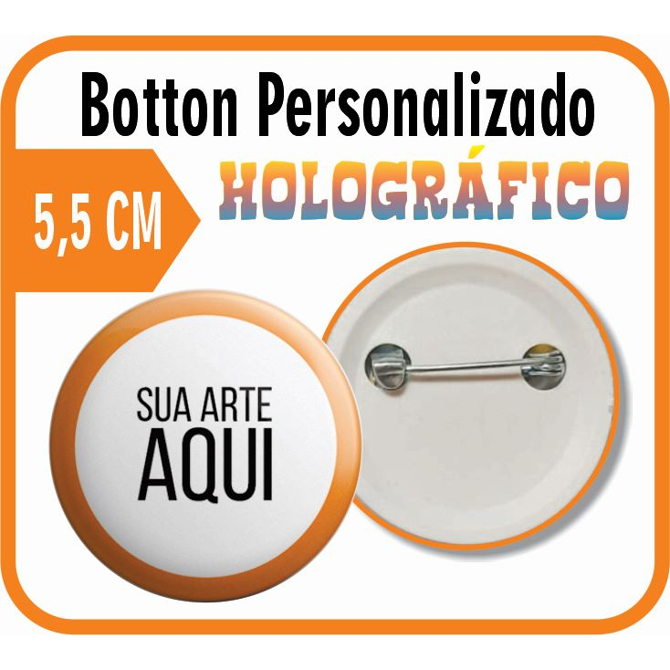 Kit 10 Bottons-Botons-Butons-Broche 5,5cm HOLOGRÁFICO em Oferta na Shopee