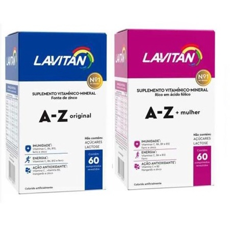 Kit Lavitan A-Z - Lavitan A-Z Mulher com 60 Caps - Multivitamínico Minerais em Oferta na Shopee