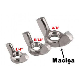 Porca borboleta maciça 1/4" - 5/16" e 3/8"