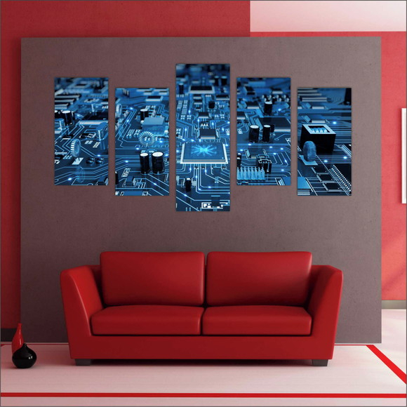 Quadros Decorativo Mosaico 5 peças Sala Quarto Mdf Alta Resolução Full HD Informática Eletrônica