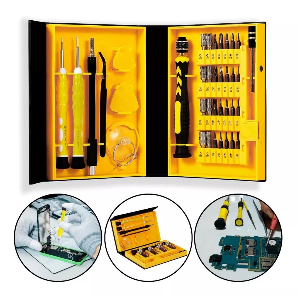 Kit Ferramentas Maleta 38 Chaves Precisão Celular Notebook Tablet Manutenção Reparo Torx Philips Fenda Hex Pentalobe