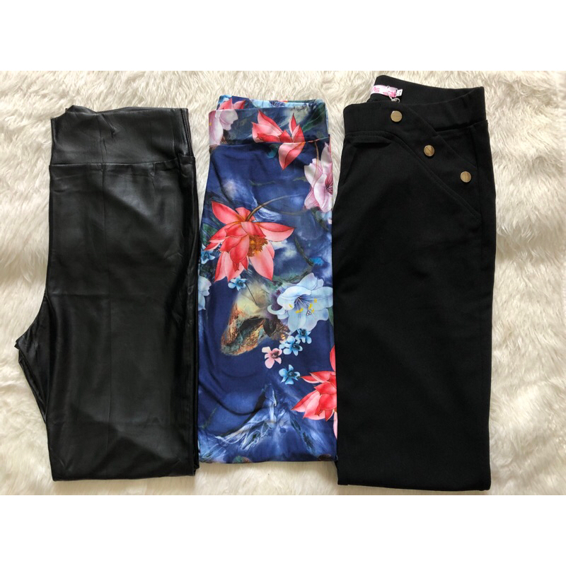 Calça Preta Cirrê Calça Flare Legging Floral Azul Ginástica Academia Fitness Moda Feminina
