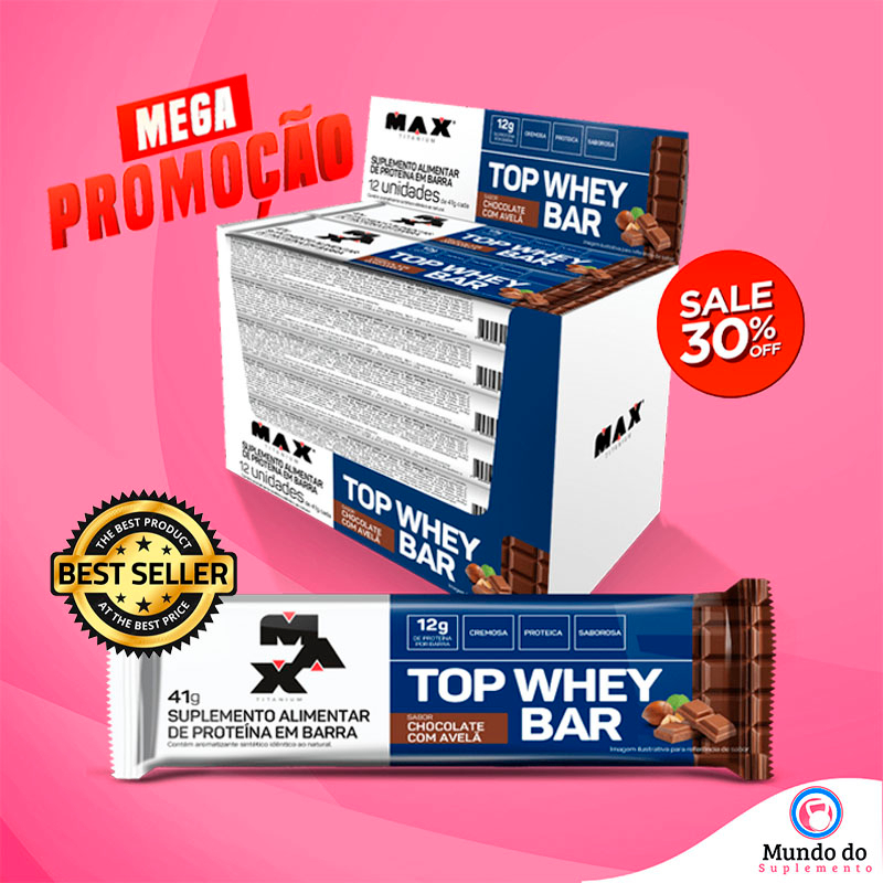 Top Whey Bar 12x41g - Todos os Sabores - Max Titanium