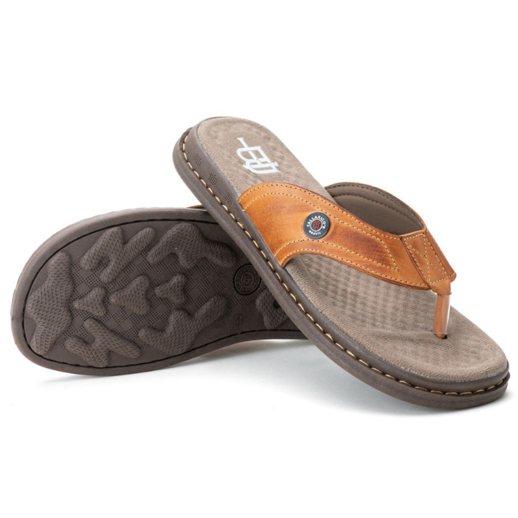 Sandália Antistress Chinelo Dedo Masculino Ortopédico Couro