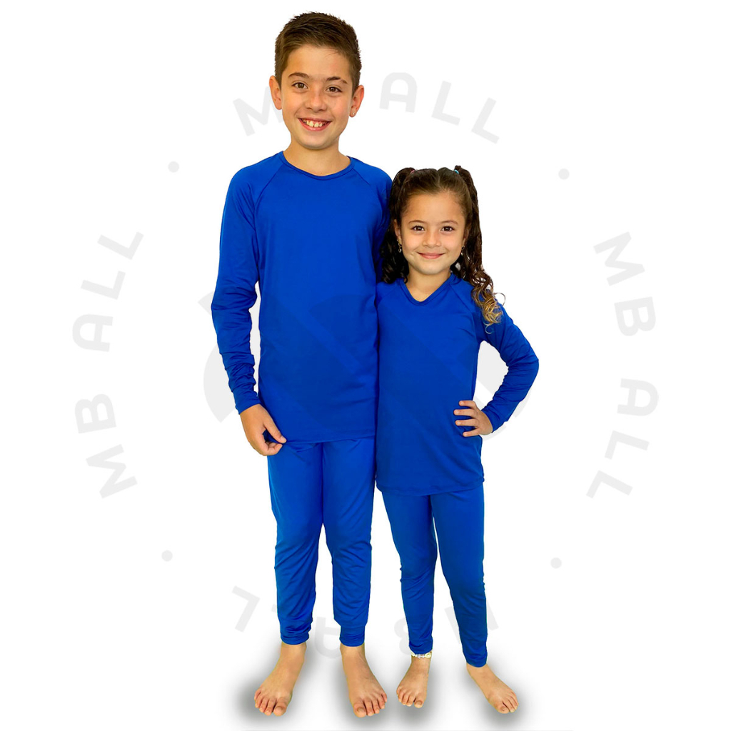 Conjunto Infantil Térmico Comfort Segunda Pele Proteção 50UV Futebol Escola Vôlei Pijama Fantasia