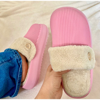 Pantufa Feminina Chinelo Nuvem Babuche Inverno Plataforma Flatform Frio Confortável Pelúcia Pelos Removível