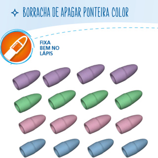 Borracha Escolar Ponteira  - 24 / 48  Unidades em Oferta na Shopee