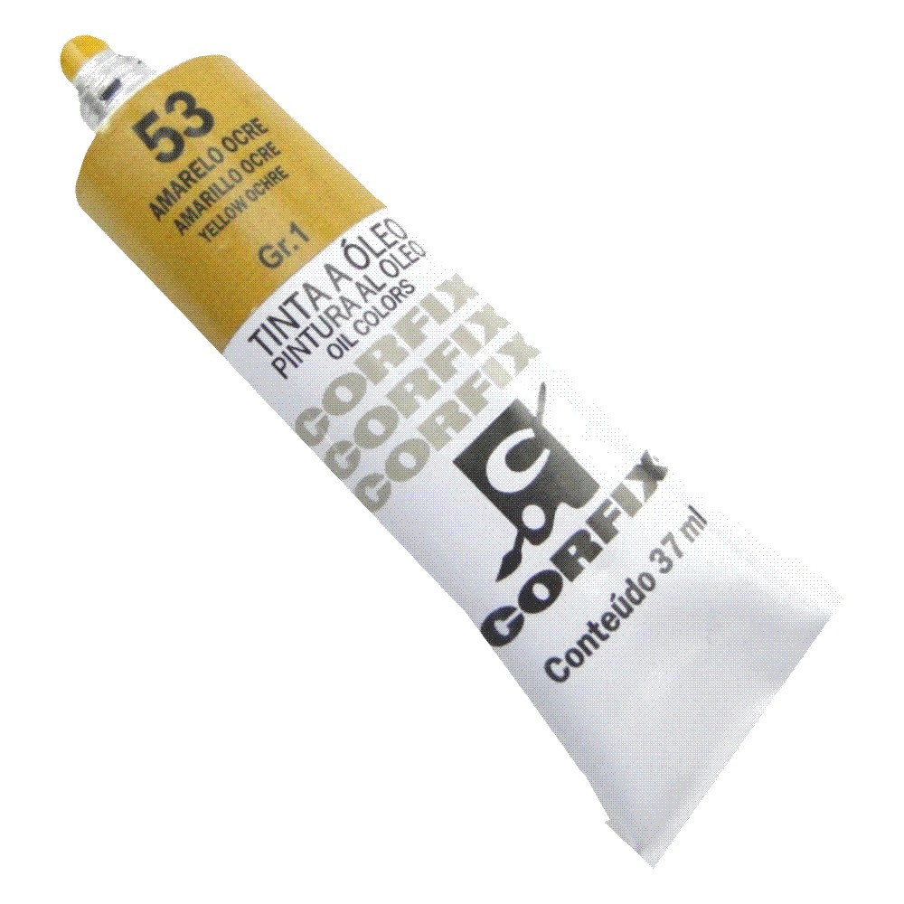 Tinta à Óleo para pintura em tela Corfix Bisnaga 37ml - 53 - Amarelo Ocre