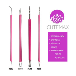 Kit 4 Palito Unha Bastão De Inox Silicone Cutemax Unitário Manicure