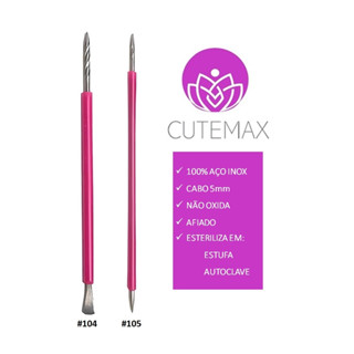 Kit 2 Palito Unha Bastão de Inox Silicone Cutemax Unitário Manicure