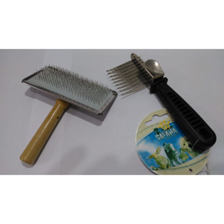 kit desembolador de pelos + rasqueadeira cabo madeira n 3 para Cães E Gatos (promoção)