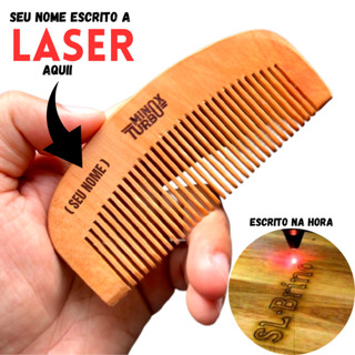Pente de Madeira Curvo Original Para Barba e Cabelo Anti Frizz