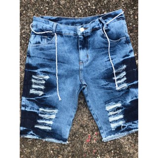 Bermuda Masculina Jeans Rasgada Destroyed Lançamento Com Rasgo Top