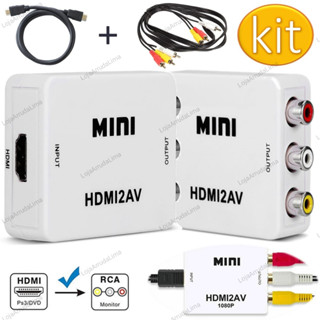 Kit Adaptador Conversor Hdmi Para Rca + Cabos Rca E Hdmi Tv Box Xbox Ps4 Para Av Tv Antiga