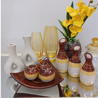 Kit Decoração Cerâmica 9 Peças OU INDIVIDUAL Conjunto Objeto Decorativo Enfeite Rack Sala Completo Decorativas trio de vasos centro de mesa e Dupla de vasos