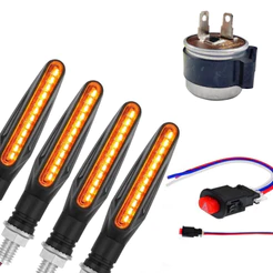 KIT 04 PISCAS SLIM SEQUENCIAL LED + BOTÃO PISCA ALERTA + RELE DE LED 2 PINOS
