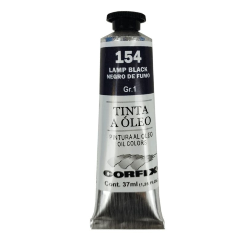 Tinta à Óleo para pintura em tela Corfix Bisnaga 37ml - 154 - Lamp Black