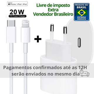 Carregador iPhone Turbo Tipo-C 20W + Cabo Lightining para IPhone 6/7/8/X/Xs/Xr/11/12/13/14 Carga rápida