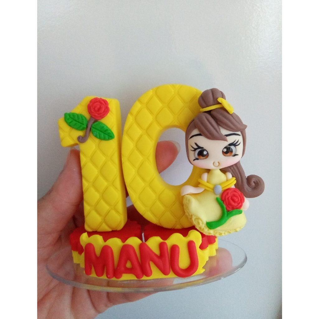 Vela Aniversário Bela e a Fera em Biscuit 1 a 9 anos