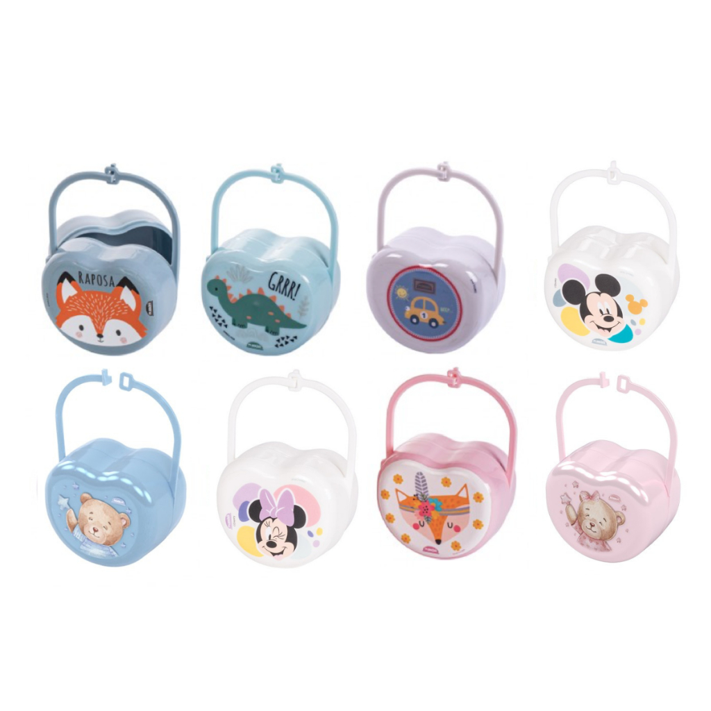 Porta Chupeta Bebê Bico com Alça Plastico BPA Free Baby Infantil Mickey Minnie Aro-Iris Raposa em Oferta na Shopee
