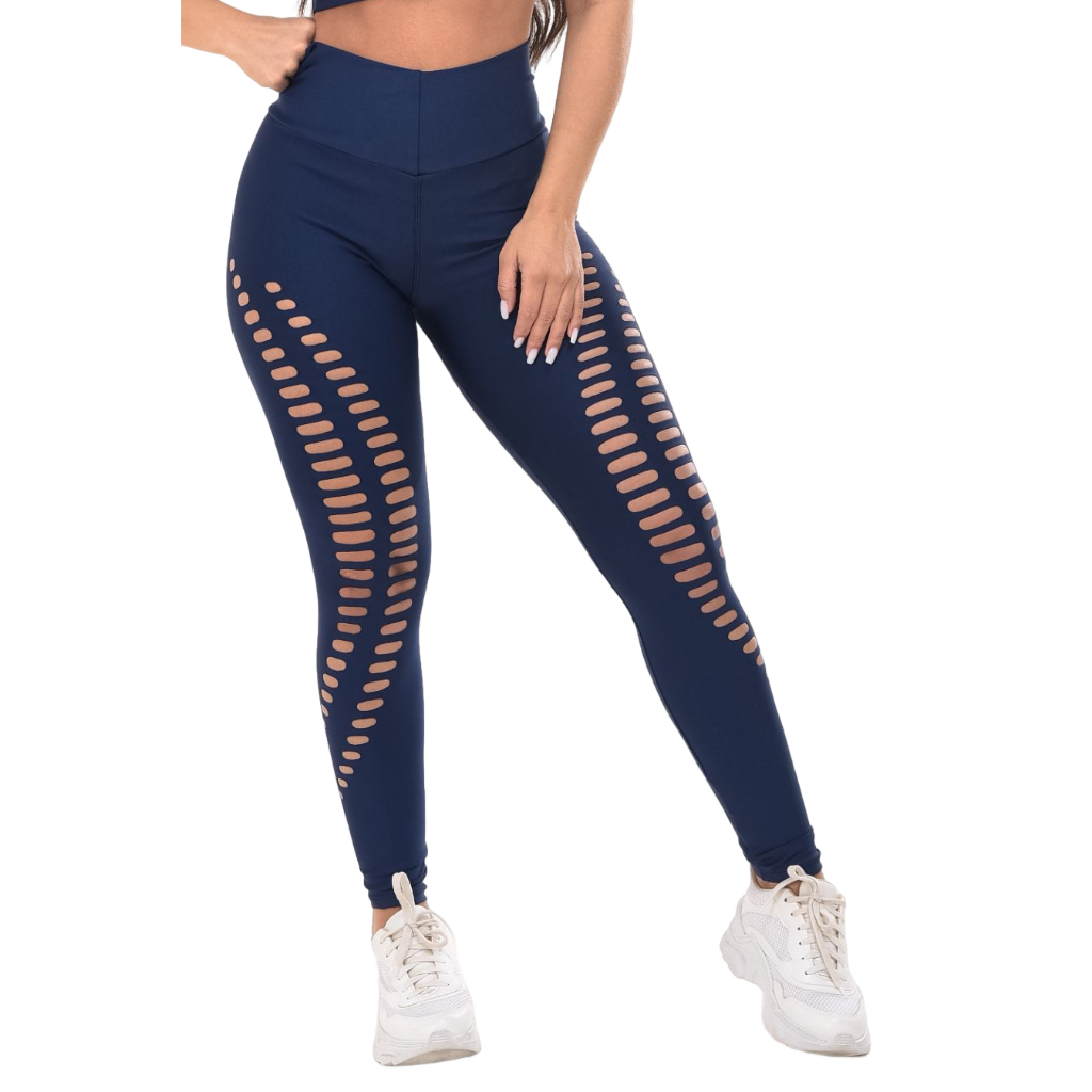 Calça Fitness Feminina Cós Alto Corte A Laser Fit Premium
