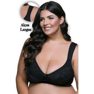 Sutiã sem Bojo Reforçado Plus Size, Com Alças Largas Acochoadas , Tamanho Grande 52 54 56 58 ao 60