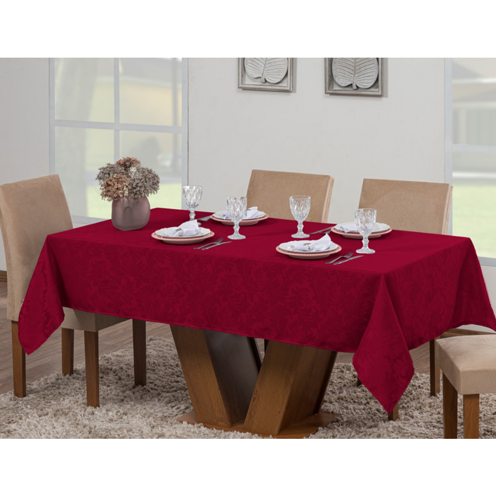 Toalha Mesa Luxo Retangular Sala Jantar Jacquard 2,00m x 1,40m  6 Lugares