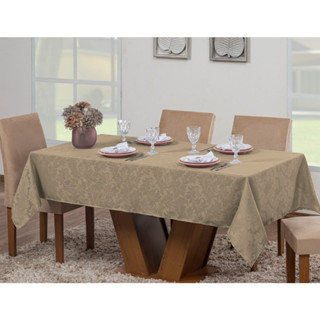 Toalha Mesa Luxo Retangular Sala Jantar Jacquard 6 Lugares