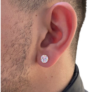 Brinco masculino moda  Neymar pedra zircônia cristal banhado a ouro 18k
