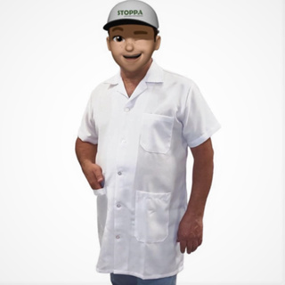 Jaleco Em Oxford Unissex 3/4 Com Mangas Curtas 3 Bolsos em Oferta na Shopee