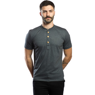 Camisa Henley Masculina Gola Padre de Manga Curtas
