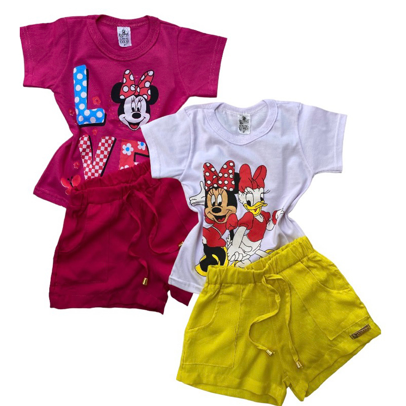 KIT 2 CONJUNTOS INFANTIL MENINA FEMININO LUXO PREMIUM DESENHOS DE 1 A 6 ANOS