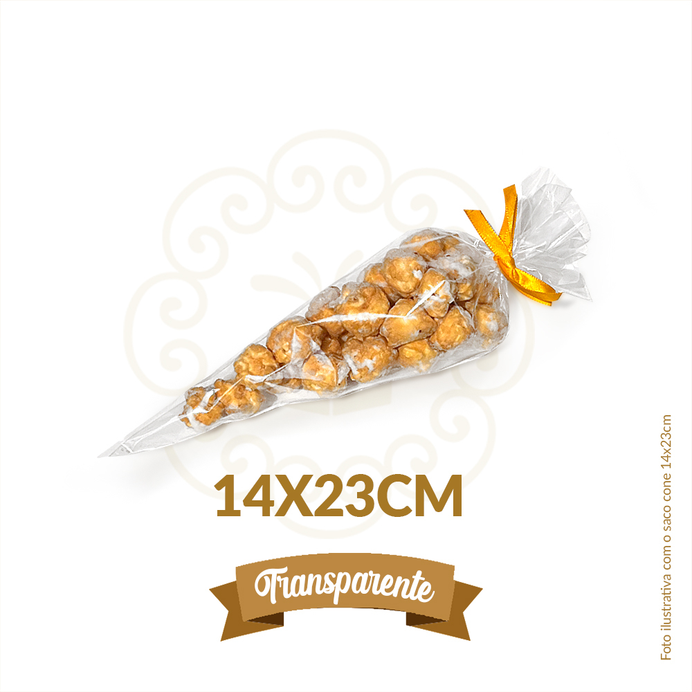 Saco Saquinho Cone Transparente 14x23 - Para Biscoitos, Doces, Pipoca Gourmet – Petit Pack em Oferta na Shopee