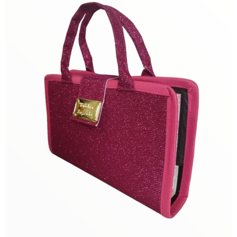 Capa para Bíblias populares e de Estudos n° 11 pink Glitter/  Rosê /Porta Bíblias modelo bolsa mão