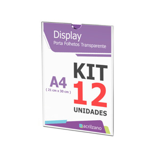 Quadro De Aviso A4 Display De Parede Acrílico Com 12