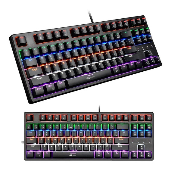 Teclado Gamer Mecânico Usb Pc Computador Rgb Led Switch Azul