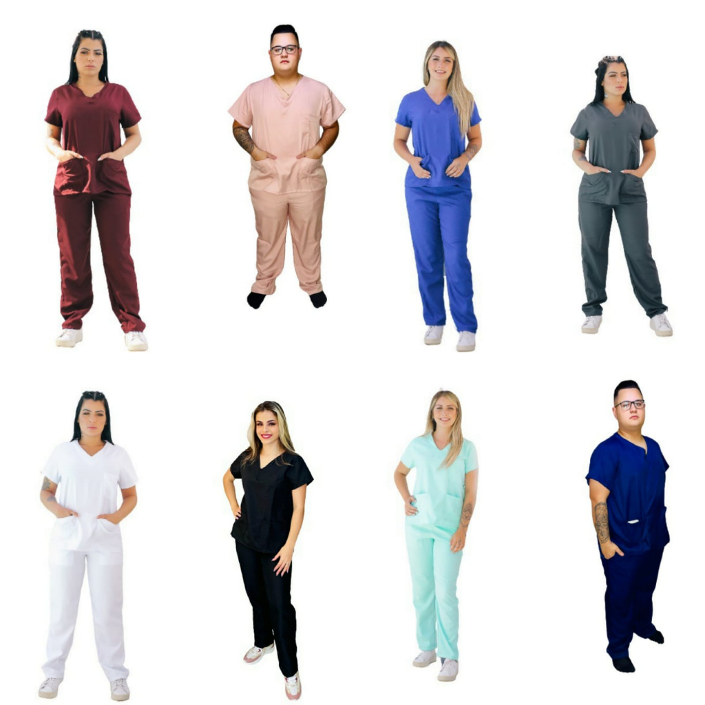 Conjunto Pijama Scrub Cirúrgico Hospitalar Unissex Uniforme profissional 10