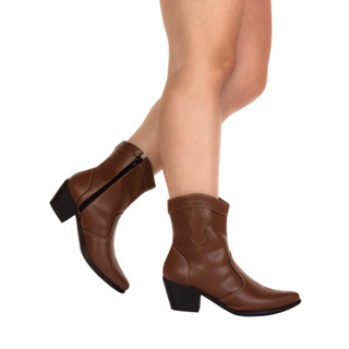 Bota Texana Feminina Cano Curto Salto Baixo Grosso Rodeio Country Boiadeira Conforto Via Angel 6901 em Oferta na Shopee