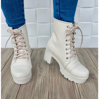 Coturno Feminino Bota Confort Tratorado Cano Curto