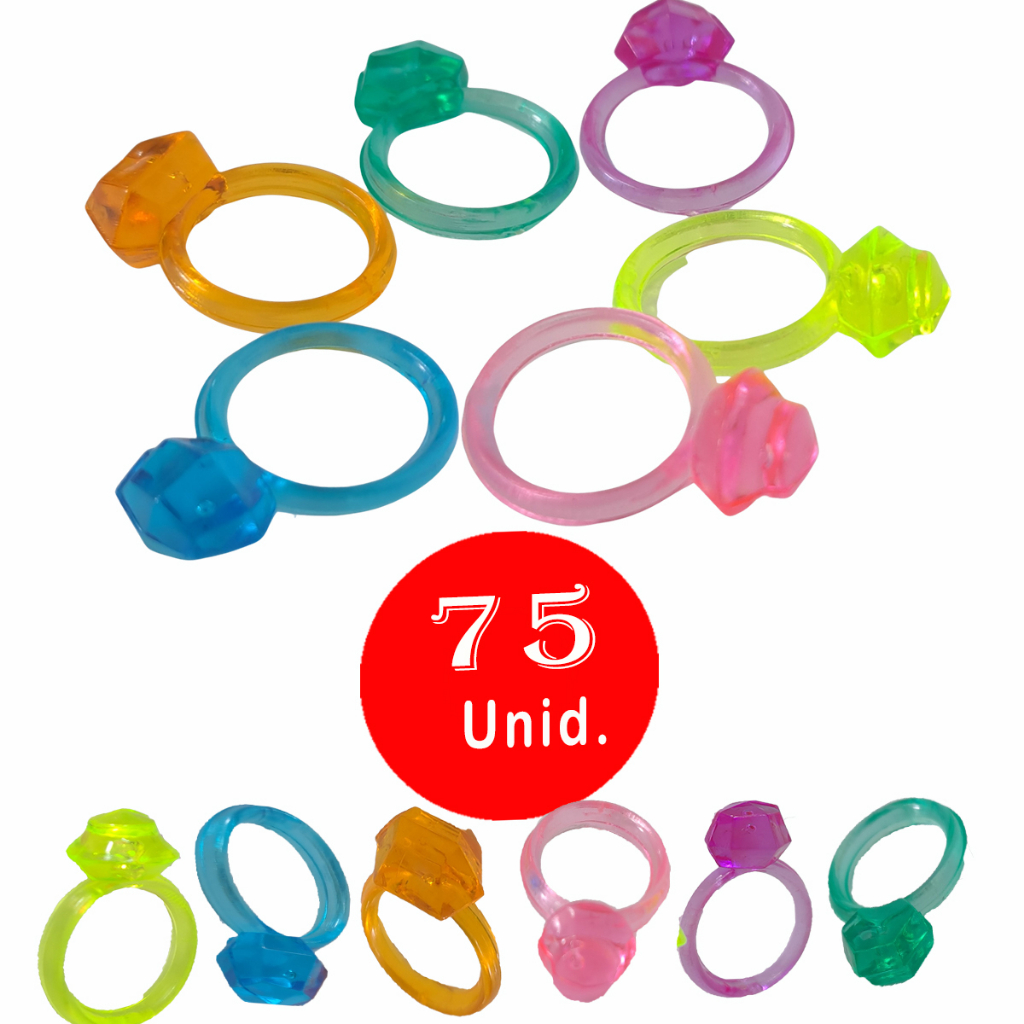 Anel Brinquedo lembrancinha sacolinha surpresa presente sacola tubete festinha 75 Unid.