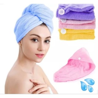 Toalha touca grossa mágica com botão turbante de secar cabelo anti Fritz+mimo 65x25