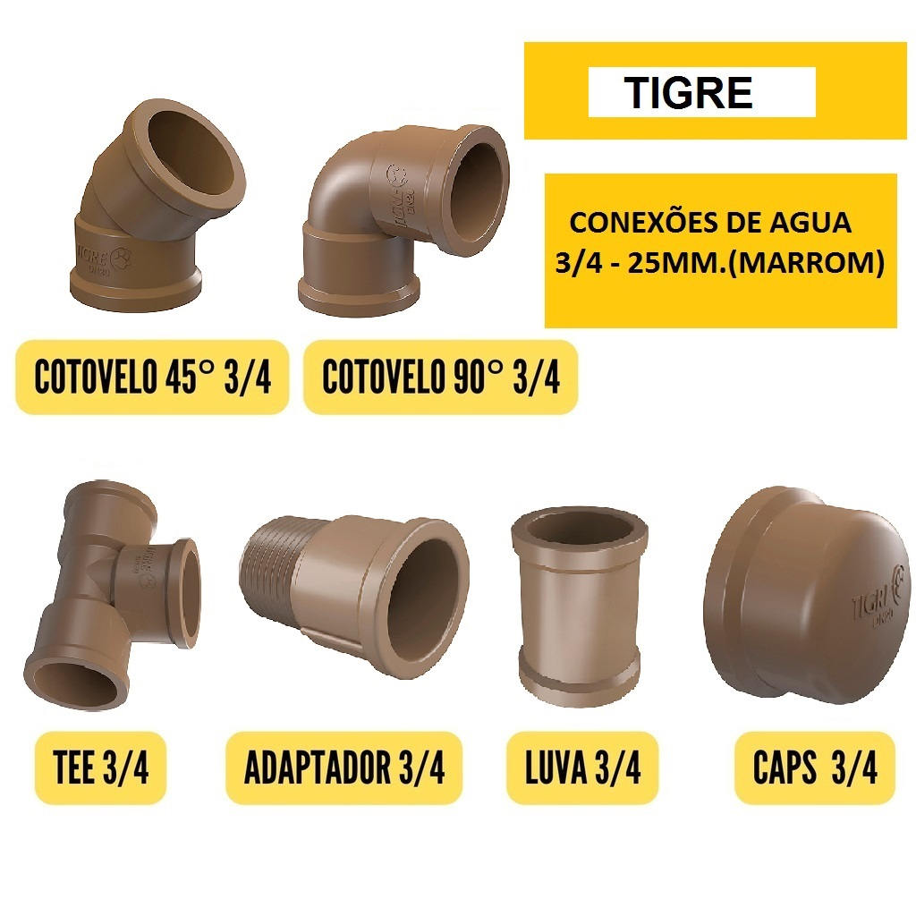 Conexões de Agua 3/4 - 25mm (MARROM) TIGRE