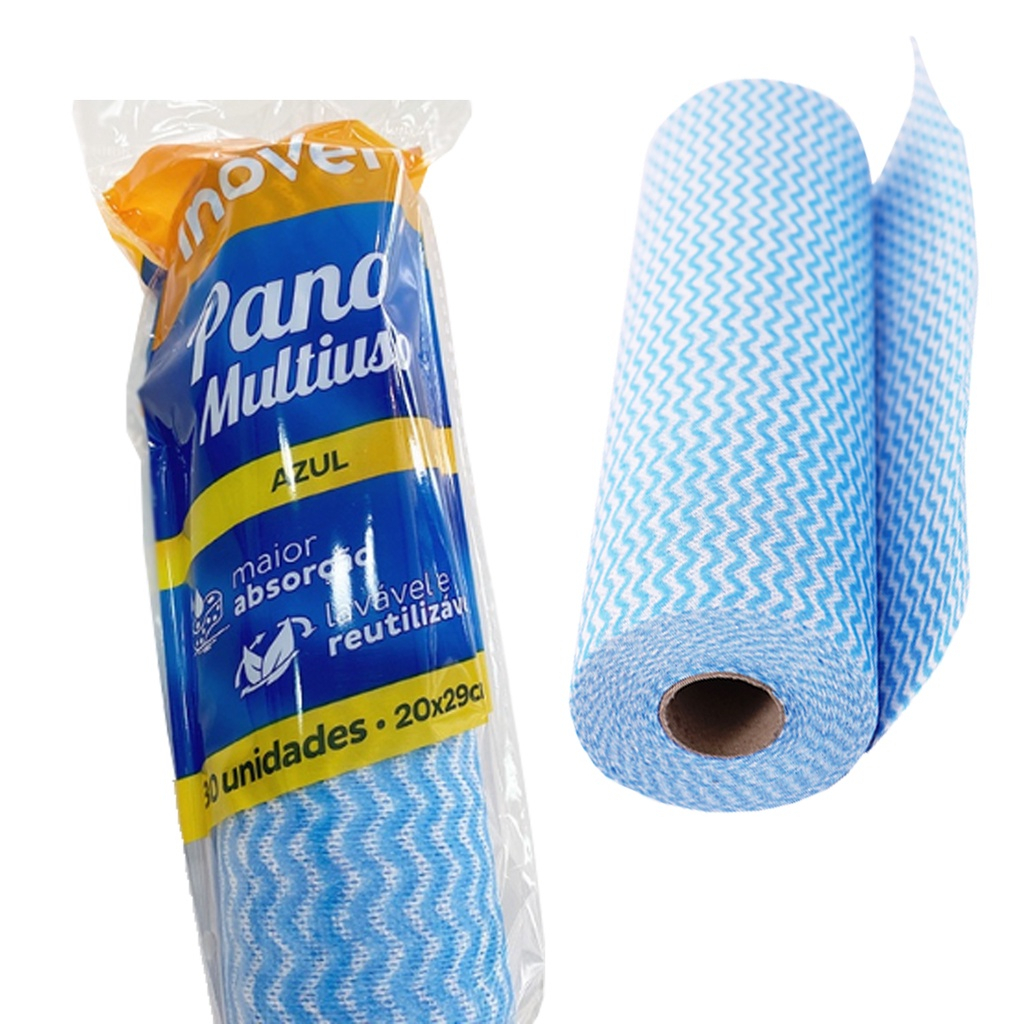 Pano Multiuso Rolo c/ 30 unidades Tipo Perflex Limpeza Casa Vabene Móveis Cozinha Pia 20x29cm