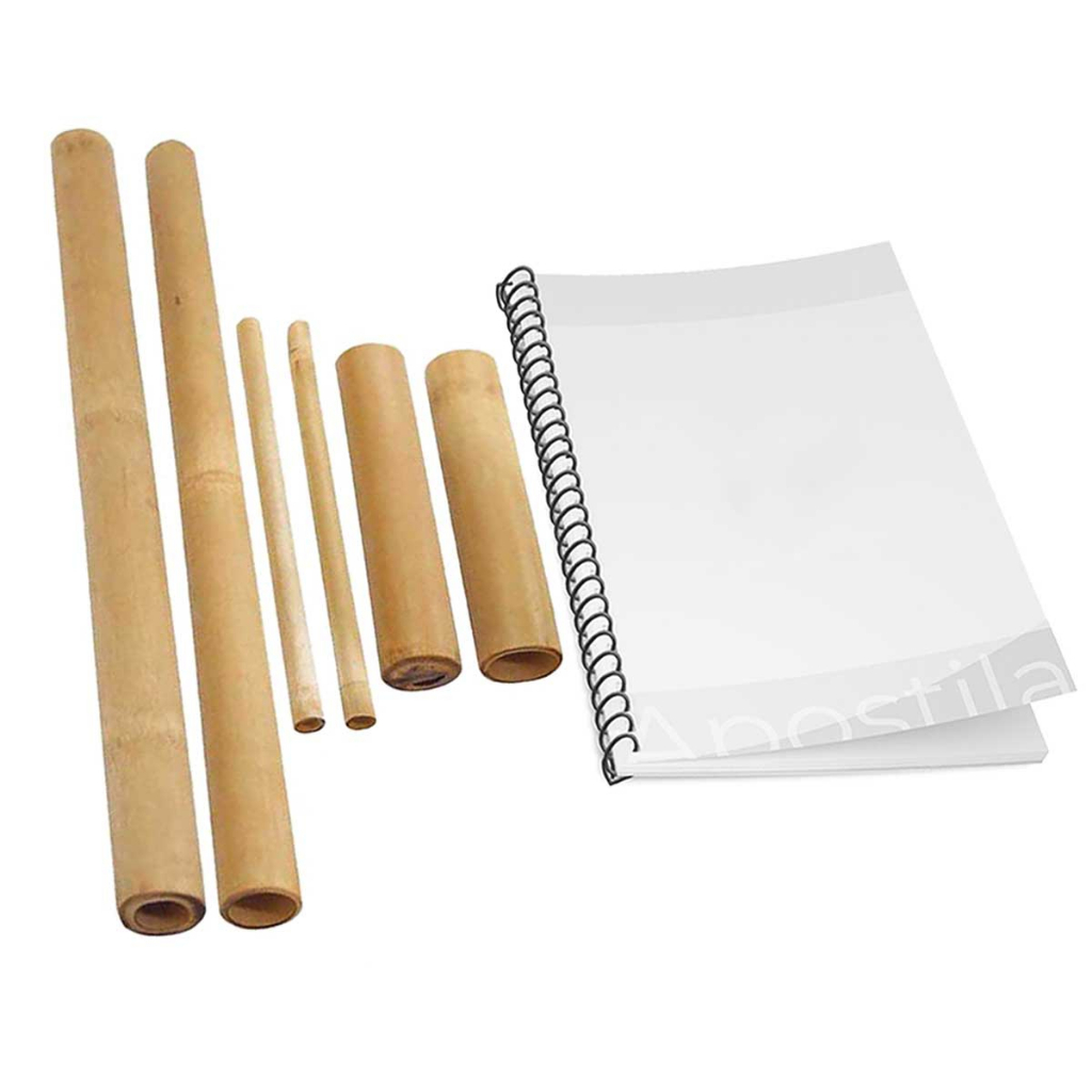 Kit Bambuterapia Tratado 6 Peças, Com Bolsa Tnt - Para Massagem Relaxante + Apostila