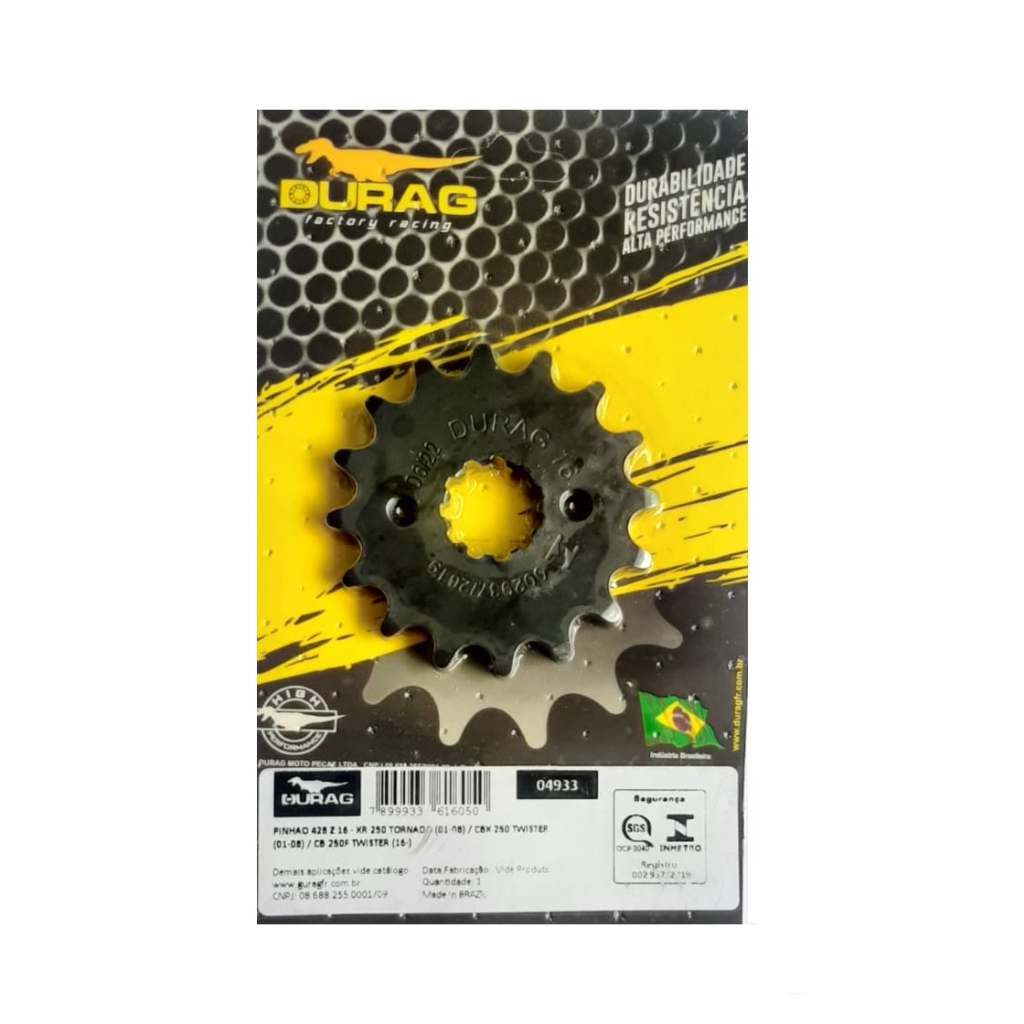 Pinhão Performance Durag 16 Dentes CBX 250 CB 250F Twister 250 Passo Fino (428)