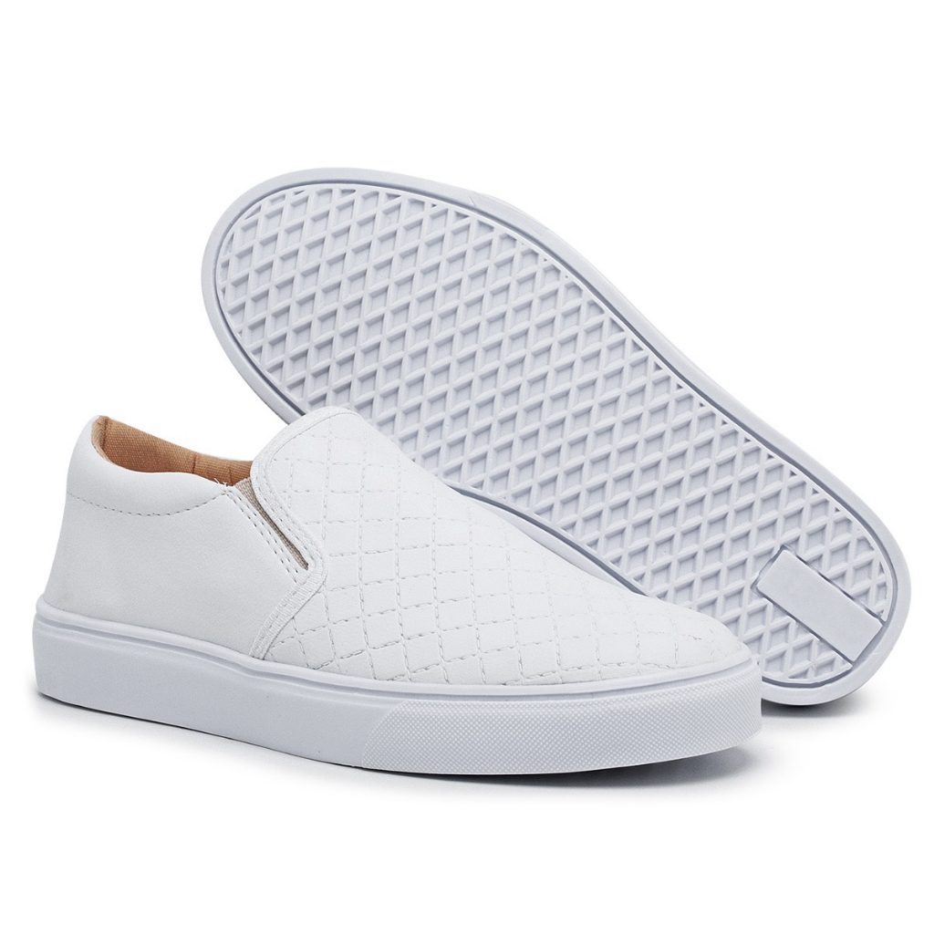Tênis Sapatenis Slip On Feminino Branco