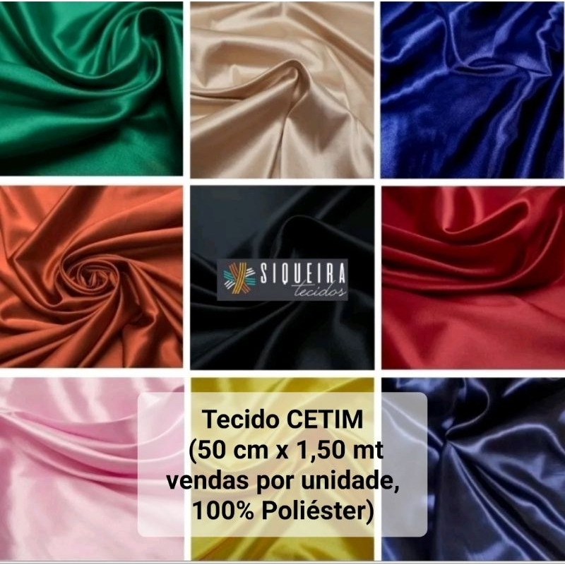 Tecido Cetim 100% Poliéster *venda a partir de 50 cm x 1,40 mt larg*. O cetim é um tecido plano leve em Oferta na Shopee